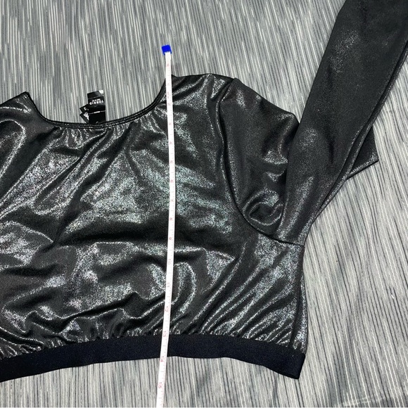 Torrid NWT! Bralette Black Metallic Top Gun Long Sleeve Stretch Crop Top Size 2 - Picture 10 of 12
